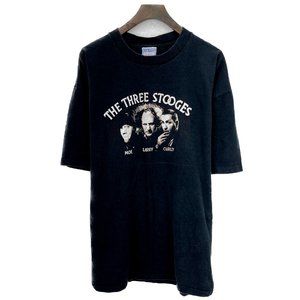 Vintage The Three Stooges Moe Larry Curly Black T-shirt Size XL Single Stitch